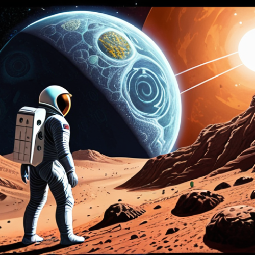 Home 18 **Prompt 1: The Human-Tech Frontier**
An intricate, visually dynamic scene illustrating the rapid evolution of scientific and technical advancements. On one side, elements symbolizing medical breakthroughs like DNA strands morphing into healing light, futuristic surgical tools, and a healthy, vibrant human figure. On the other, cosmic imagery with satellites orbiting Earth, astronauts on the moon, and sleek spaceships exploring Mars. Intertwined within this, subtle representations of advanced AI (glowing neural networks) and robotics (elegant, non-threatening humanoid arms interacting with data), with a slight, thoughtful shadow on the human figure, hinting at the ethical questions and adaptation required. The overall mood is one of awe, innovation, and humanity reaching for new frontiers.