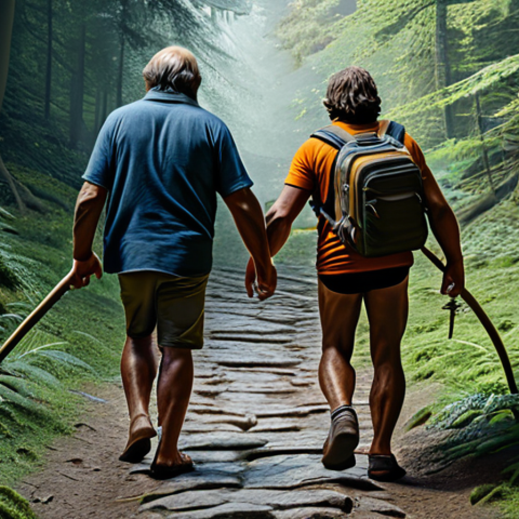 인류의 기원 - Image Prompt 1: "Crossing Paths: Neanderthals and Us"**