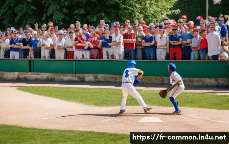 야구 역사 - A vibrant scene of a French amateur baseball game in a sunny regional park near Paris, featuring div...